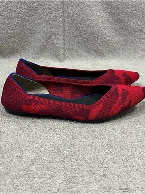 Rothy’s The Point Red Camo Flats Shoes Size 9 Loafers Ballet Retired Limited Ed.